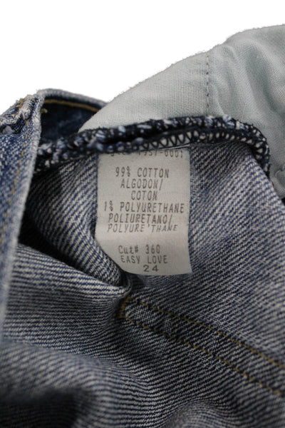 Current/Elliott Womens Straight Jeans Blue Mid Rise Inseam 26 Size 24