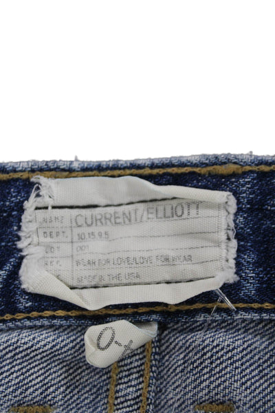 Current/Elliott Womens Straight Jeans Blue Mid Rise Inseam 26 Size 24