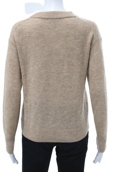 Quince Womens Beige Wool Crew Neck Pullover Sweater Long Sleeve Size S