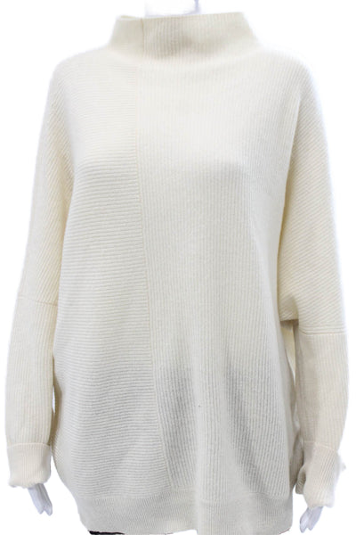 Saks Fifth Avenue Womens Ivory Cashmere Turtleneck Pullover Size L