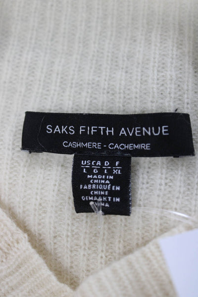Saks Fifth Avenue Womens Ivory Cashmere Turtleneck Pullover Size L