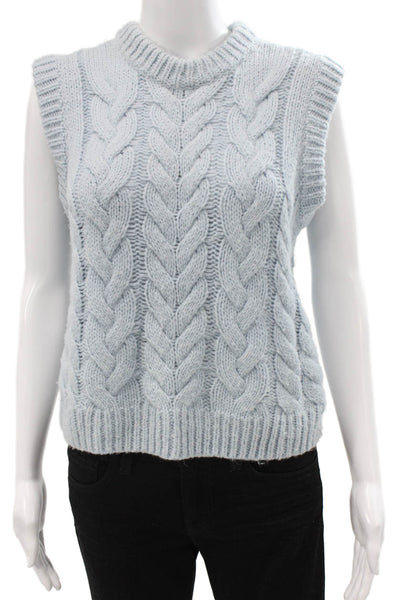 Rails Women Mock Neck Sleeveless Vest Blue Wool Alpaca Blend Size XS