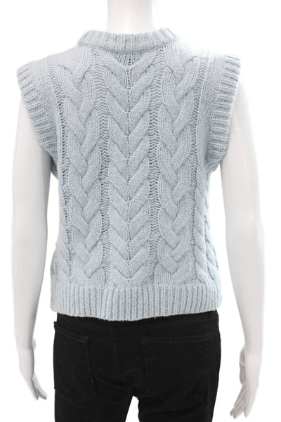 Rails Women Mock Neck Sleeveless Vest Blue Wool Alpaca Blend Size XS
