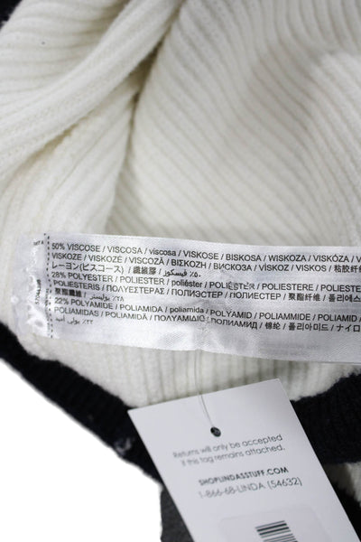 MNG Womens Viscose Striped V Neck Sweater Vest Sleeveless White Size S