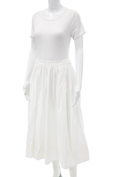 Free People Womens White Cotton Flare Midi Skirt Pull On Size XS