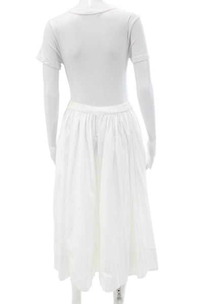 Free People Womens White Cotton Flare Midi Skirt Pull On Size XS