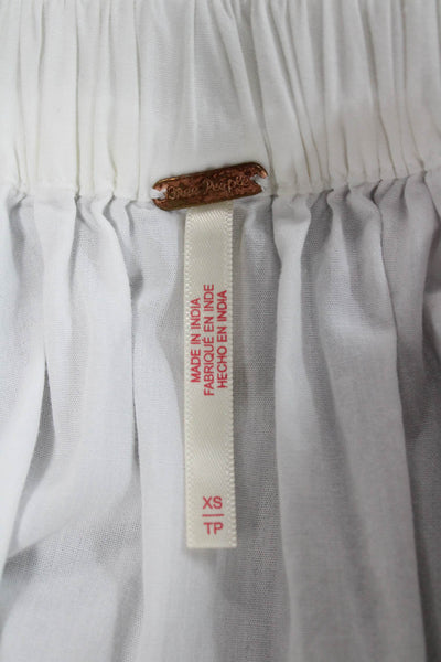 Free People Womens White Cotton Flare Midi Skirt Pull On Size XS