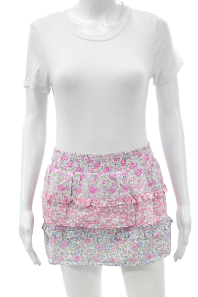 Love Shack Fancy Childrens Girls Floral Print Skirt Multi Colored Size 8-9