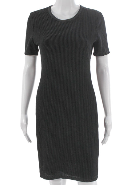 Reed Krakoff Women Pencil Dress Black Short Sleeve Crew Neck Zip Size 4