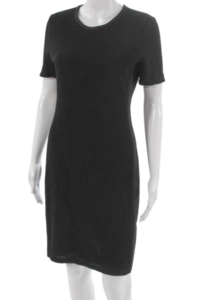 Reed Krakoff Women Pencil Dress Black Short Sleeve Crew Neck Zip Size 4