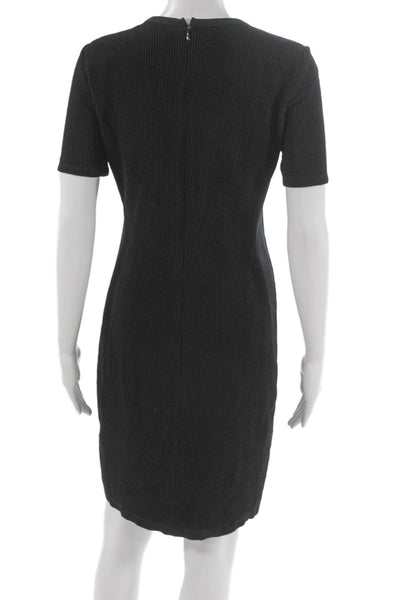 Reed Krakoff Women Pencil Dress Black Short Sleeve Crew Neck Zip Size 4