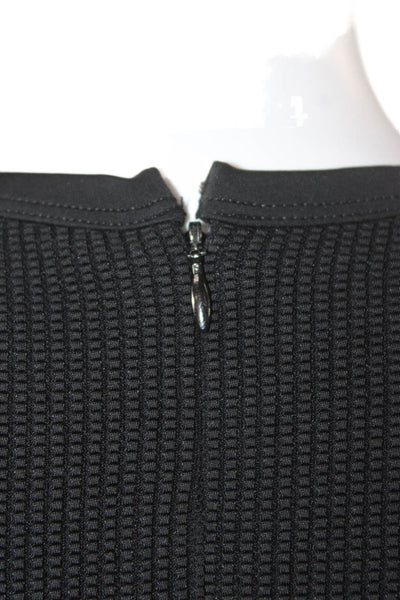 Reed Krakoff Women Pencil Dress Black Short Sleeve Crew Neck Zip Size 4