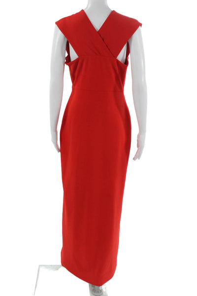 Solace London Women Maxi Dress Red V Neck Sleeveless Zip Polyester Size S