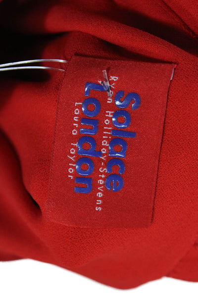 Solace London Women Maxi Dress Red V Neck Sleeveless Zip Polyester Size S