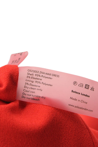 Solace London Women Maxi Dress Red V Neck Sleeveless Zip Polyester Size S