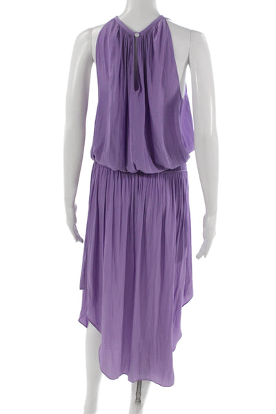 Ramy Brook Women Blouson Halter Long Purple Polyester Dress Sleeveless Size S