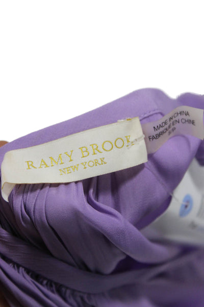 Ramy Brook Women Blouson Halter Long Purple Polyester Dress Sleeveless Size S