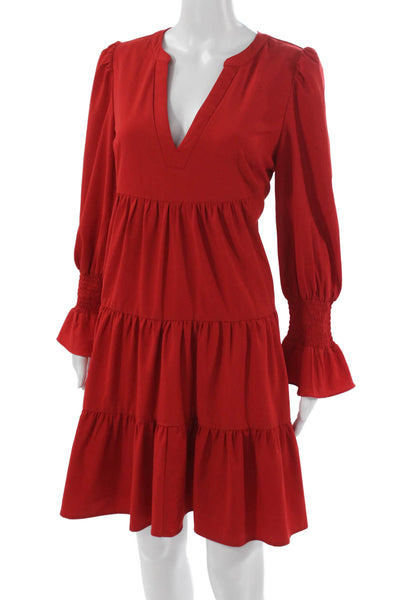 Pomander Place Womens Mini V-Neck Red Long Sleeve Dress Size M