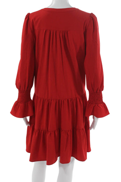 Pomander Place Womens Mini V-Neck Red Long Sleeve Dress Size M