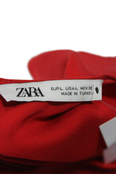 Zara Womens Maxi Dress Red Viscose Sleeveless Round Neck Zip Size L