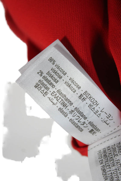 Zara Womens Maxi Dress Red Viscose Sleeveless Round Neck Zip Size L