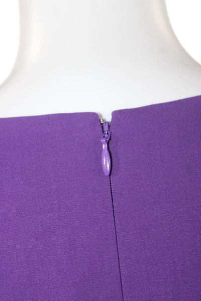 Theory Womens Shift Dress Purple Wool Short Sleeve Round Neck Zip Size 8