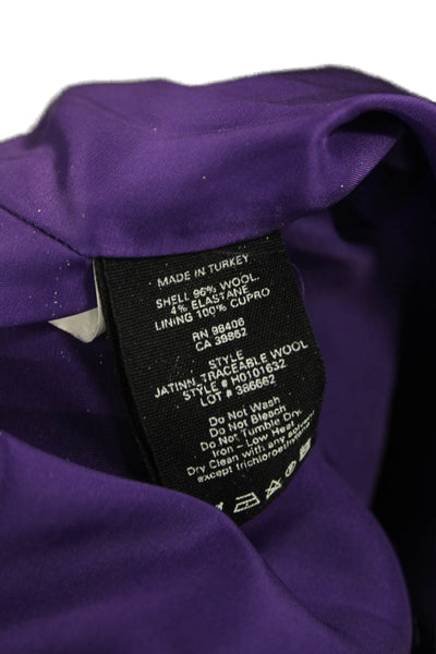Theory Womens Shift Dress Purple Wool Short Sleeve Round Neck Zip Size 8