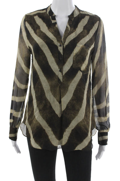 Haute Hippie Womens Silk Animal Print V-Neck Tunic Blouse Size S