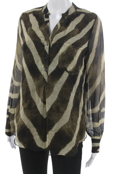 Haute Hippie Womens Silk Animal Print V-Neck Tunic Blouse Size S