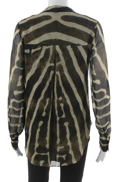 Haute Hippie Womens Silk Animal Print V-Neck Tunic Blouse Size S