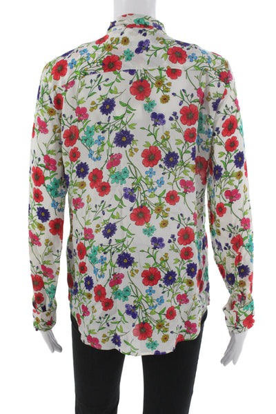 Barneys New York Womens Floral Viscose Collared Long Sleeve Blouse Size 40