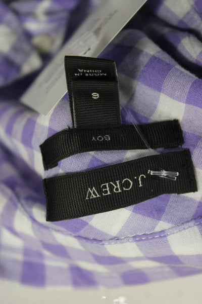 J Crew Womens Basic Collared Check Cotton Blend Button-Up Top Purple Size 6
