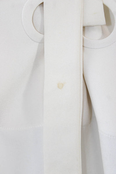 Derek Lam Women Silk High Neck Long Sleeve Basic Blouse Ivory Size M