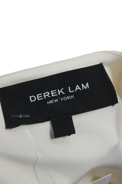 Derek Lam Women Silk High Neck Long Sleeve Basic Blouse Ivory Size M