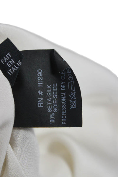Derek Lam Women Silk High Neck Long Sleeve Basic Blouse Ivory Size M