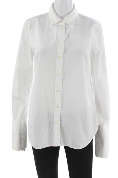 J Crew Womens Basic Cotton Collared Long Sleeve Button Up White Size 6