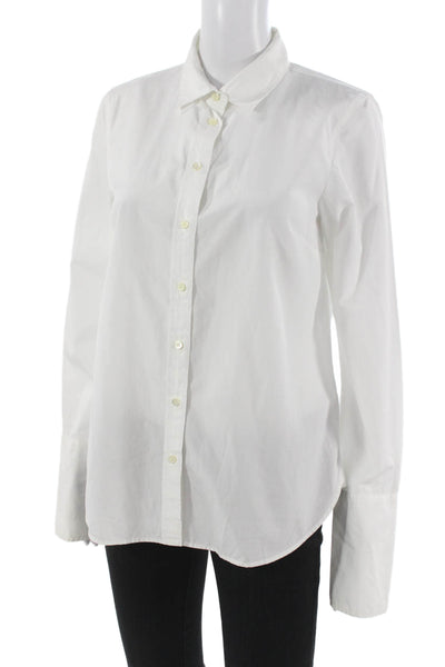 J Crew Womens Basic Cotton Collared Long Sleeve Button Up White Size 6