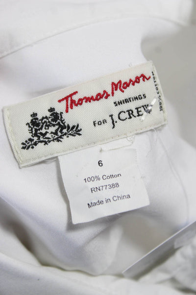 J Crew Womens Basic Cotton Collared Long Sleeve Button Up White Size 6