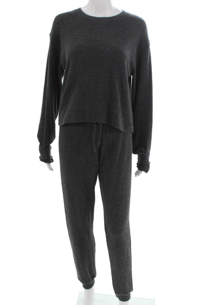 Perfect White Tee Women Gray Loungewear Set Long Sleeve Drawstring Size S