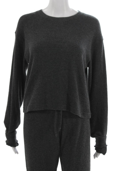 Perfect White Tee Women Gray Loungewear Set Long Sleeve Drawstring Size S