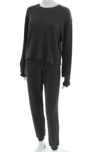Perfect White Tee Women Gray Loungewear Set Long Sleeve Drawstring Size S