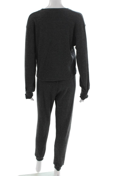 Perfect White Tee Women Gray Loungewear Set Long Sleeve Drawstring Size S