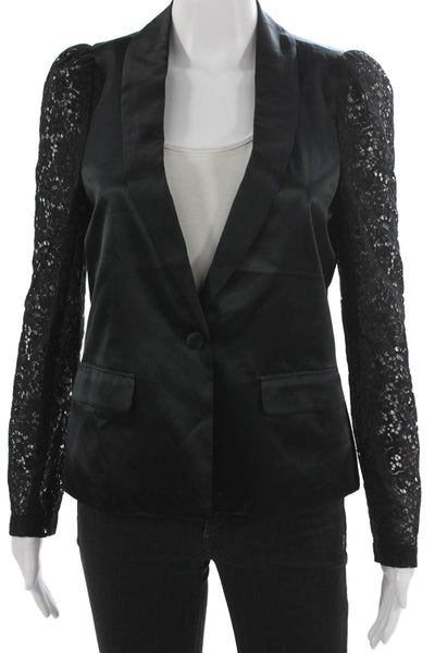 Cami NYC Women Black Silk Basic Jacket Button Long Sleeve Size XS