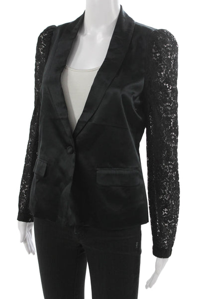Cami NYC Women Black Silk Basic Jacket Button Long Sleeve Size XS