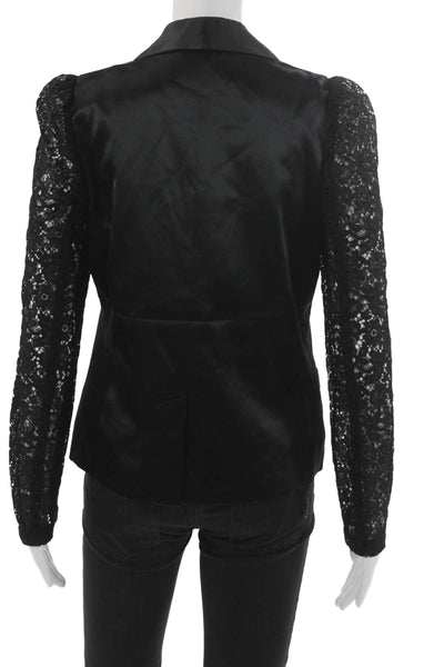 Cami NYC Women Black Silk Basic Jacket Button Long Sleeve Size XS