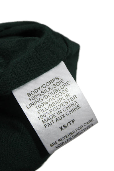 Cami NYC Womens Bomber Jacket Green Quilted Silk Zip Long Sleeve Size XS