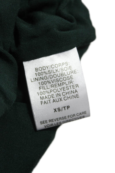 Cami NYC Women Silk Argyle Bomber Jacket Green Zip Long Sleeve Size XS