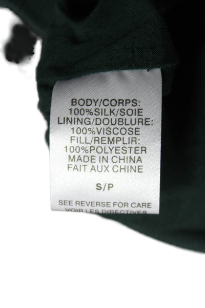 Cami NYC Women Bomber Jacket Silk Green Argyle Zip Long Sleeve Size S