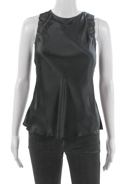 Cami NYC Women Silk Black Sleeveless Tank Round Neck Size XS