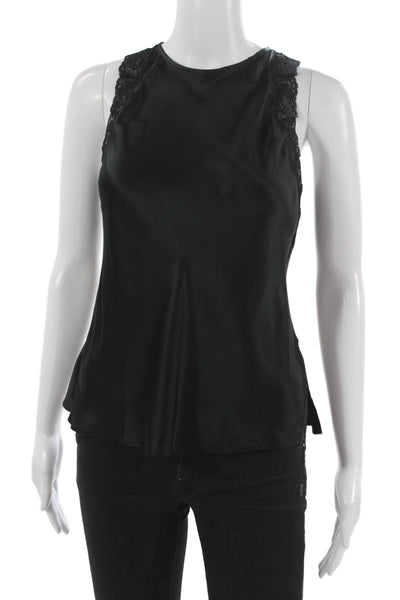 Cami NYC Women Silk Black Sleeveless Tank Round Neck Size XS